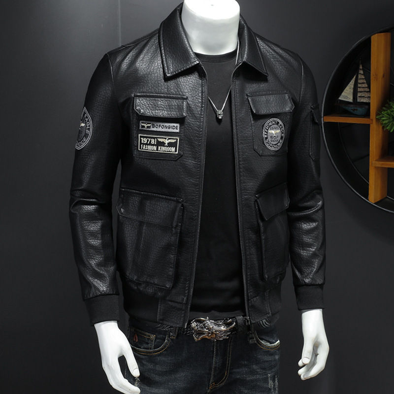 ภาพขนาดย่อ: Autumn And Winter New Men's Coat Casual Leather Clothing Slim Fit