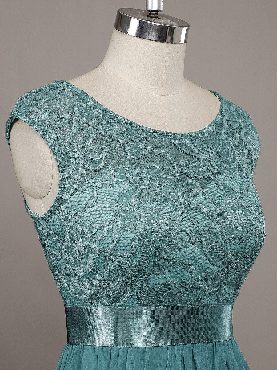 Thumbnail: Ever-Pretty Classic Round Neck Backless Lace Bodice Bridesmaid Dress
