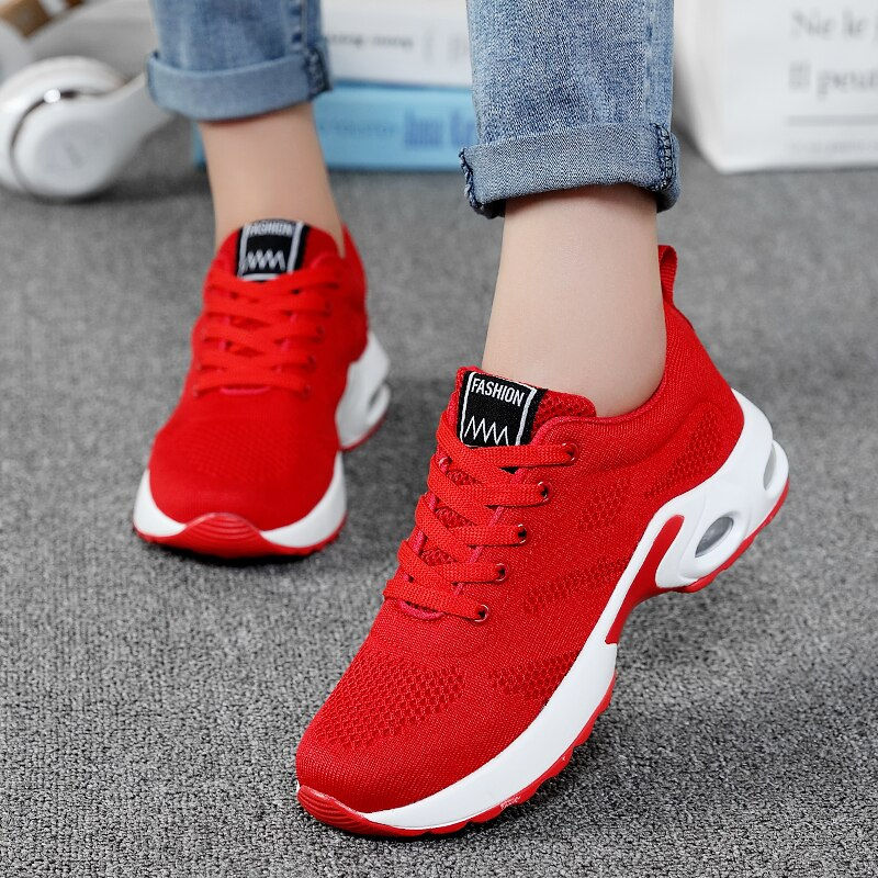 Thumbnail: Ladies Trainers Casual Mesh Sneakers Pink Women Flat Shoes Lightweight Soft
