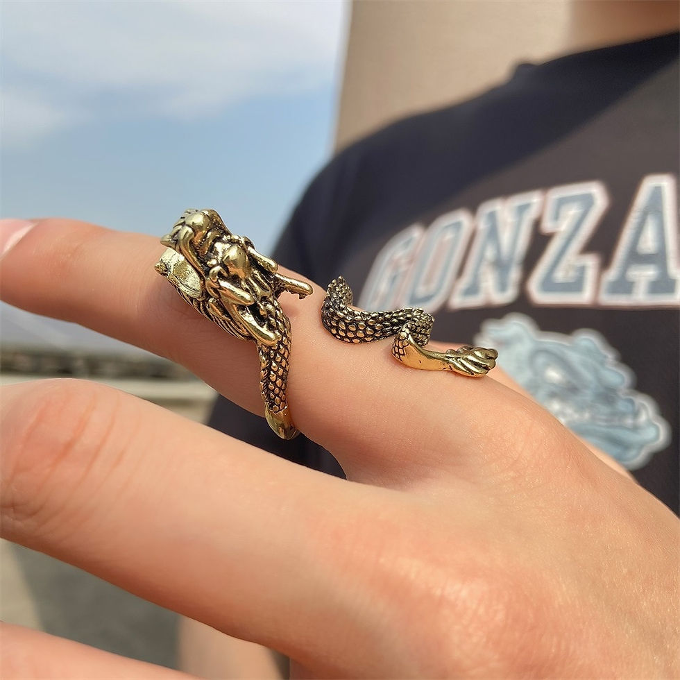 Thumbnail: Vintage Dragon Shaped Adjustable Ring For Women Men Cigarette Holder Ring Coupl