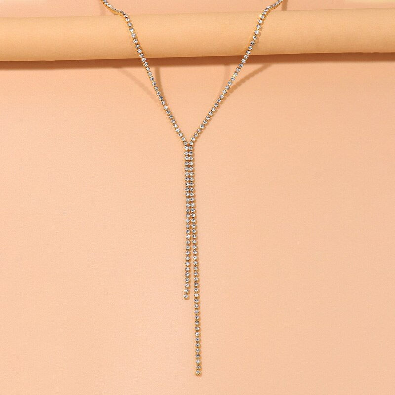 Thumbnail: Stonefans Fashion Rhinestone Y Shape Long Necklace Boho Jewelry for Women