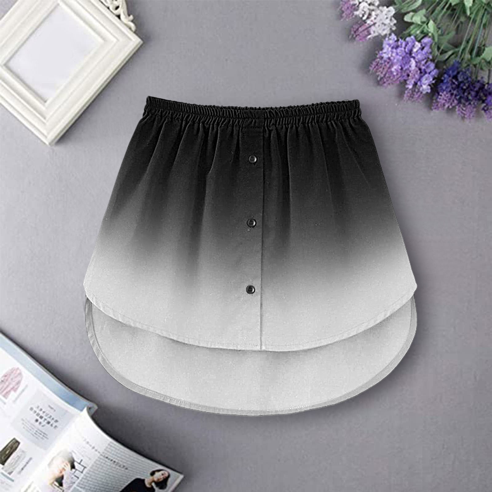 Detachable Underskirt Women Fake Shirt Irregular Skirt Tail Blouse Hem Cotton E