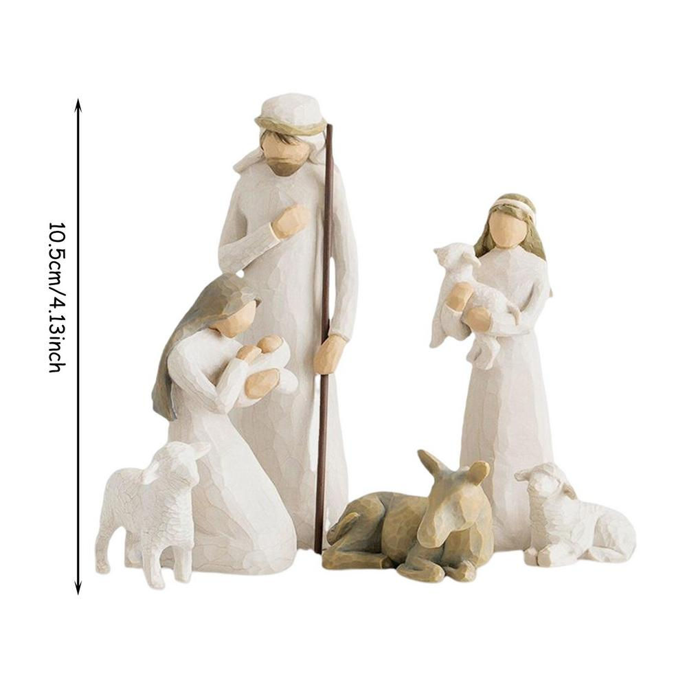 6pcs Christmas Decoration Nativity Set Figures Sculpted Hand-Painted Christian