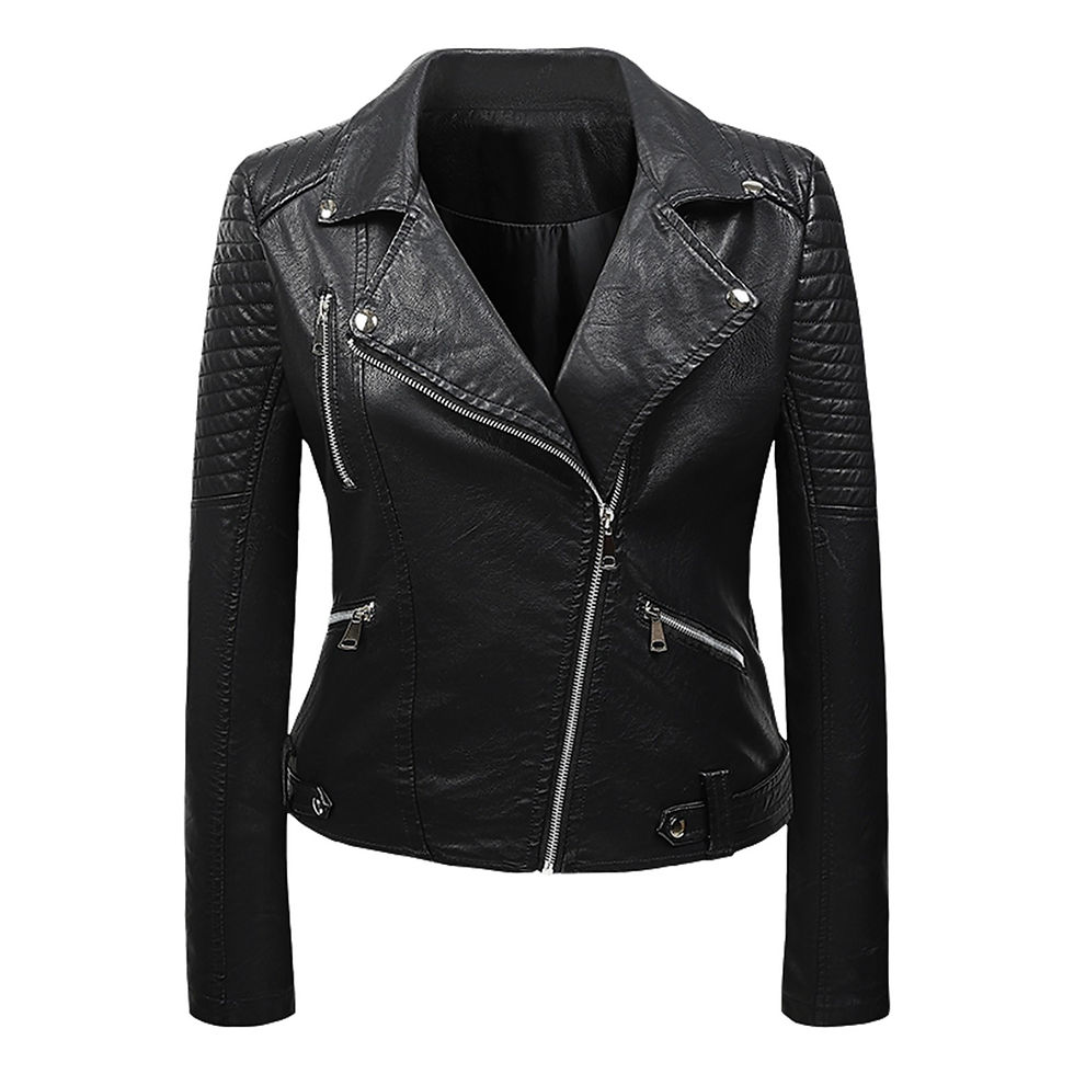 Thumbnail: Female Pu Faux Black Leather Jacket Soft Leather Women Autumn Jacket Black Moto
