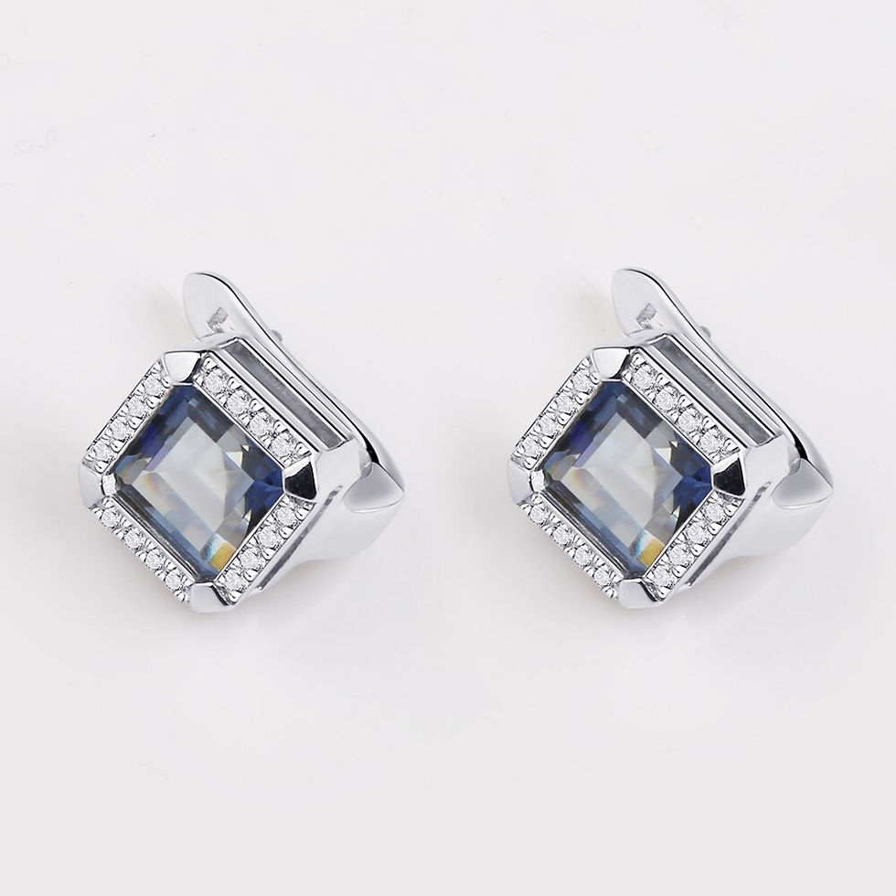 Thumbnail: Gem's Ballet 3.77Ct Natural Iolite Blue Mystic Quartz Gemstone Clip Earrings 92
