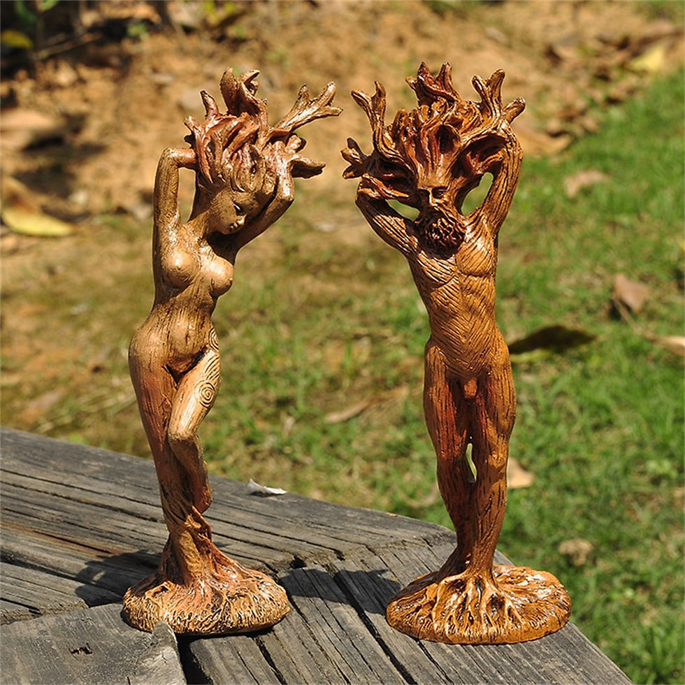 Thumbnail: Forest Goddess Couple Statue Resin Ornaments Garden Handicraft Figurines Green