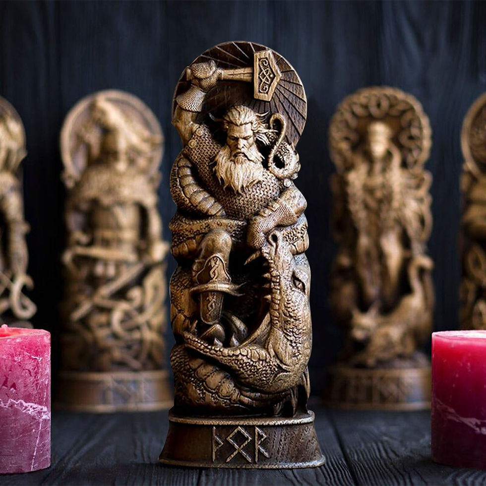 Küçük resim: Resin Statue Nordic Gods Odin Sol Loki Freya Legend Viking God Carving Asa Prot