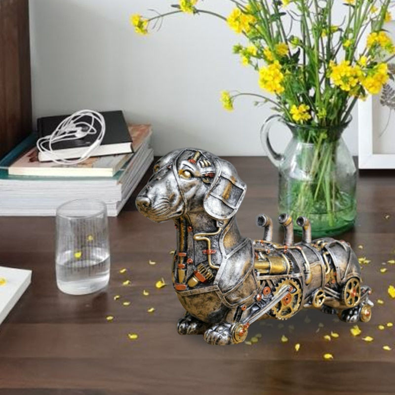 Thumbnail: Mechanical Punk Dog Figure Resin Crafts Steampunk Bulldog Dog Resin Statue Scul