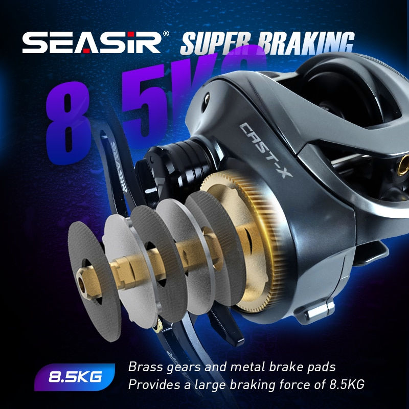 Miniatura: SEASIR Cast-X Double Spool Baitcasting Mico Fishing Reel 7.3：1 High Speed Gear