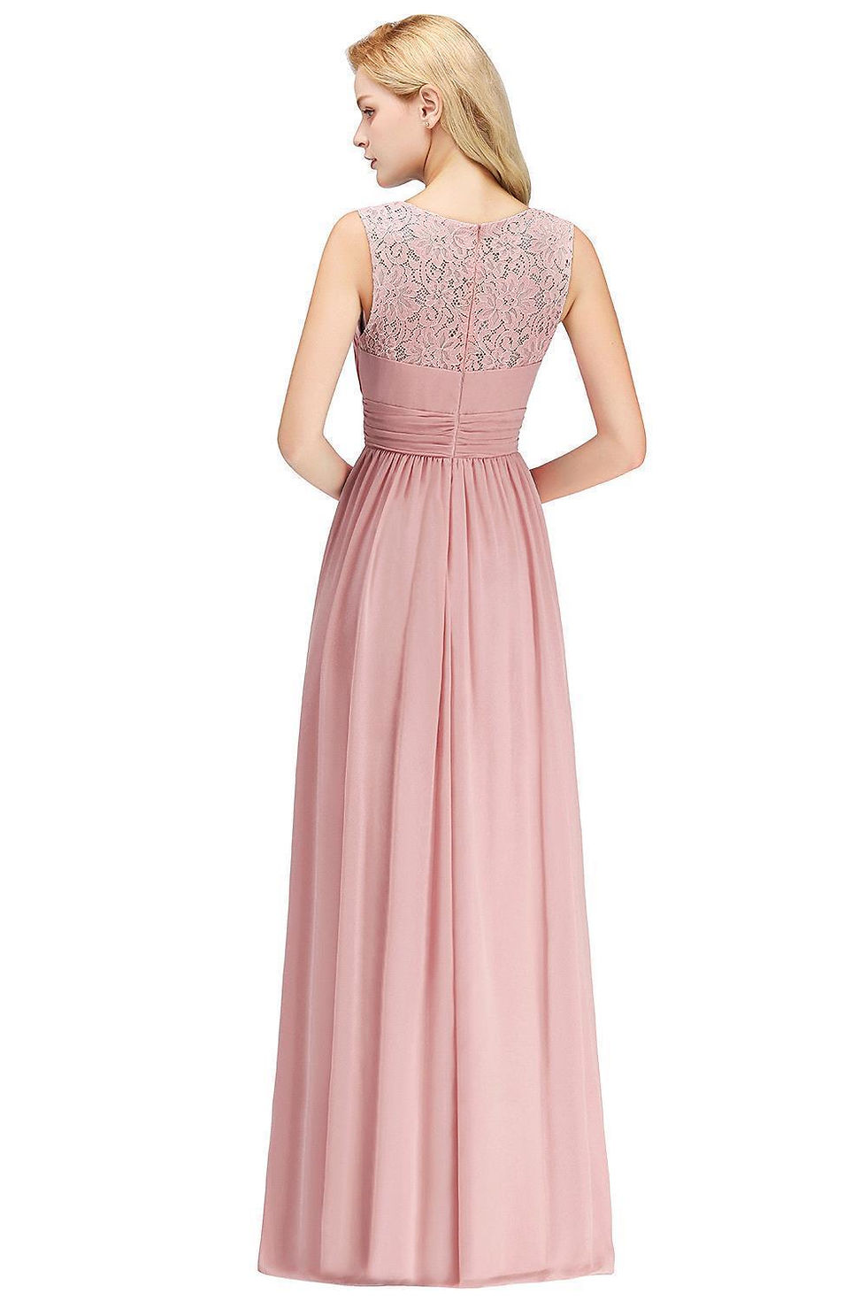 Thumbnail: BABYONLINE  Long Maxi Prom Dress Sleeveless Chiffon Skirt with Lace Bodice Illu