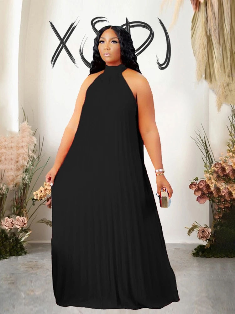 Miniatyrbilde: Chiffon Maxi Dress Women Summer Sleeveless Elegant Dresses Long Halter Neck Dre