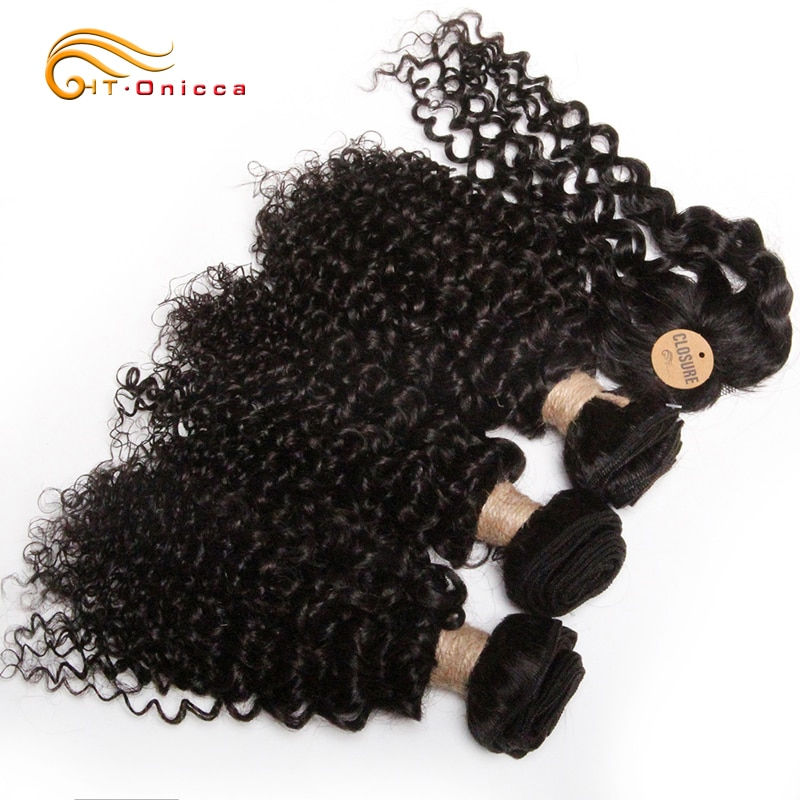 Miniatura: Kinky Curly Bundles With Closure Natural Human Hair Bundles Short Indian Hair B