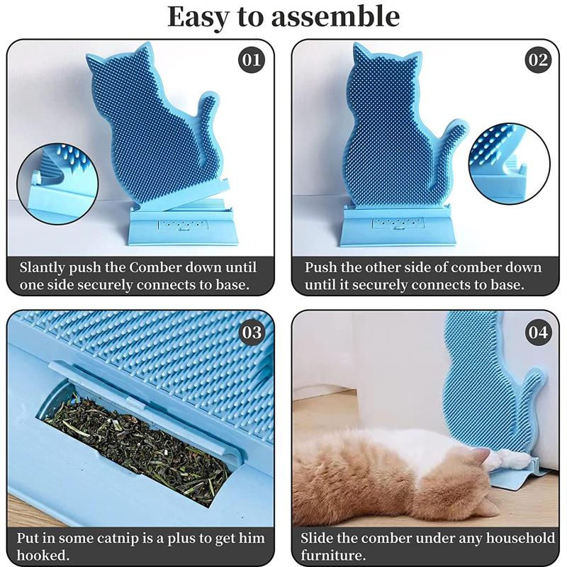 الصورة المصغرة: Pet Cat Brush Massage Cat Comb With Catnip Soft Pet Brush For Cats Self Groomer
