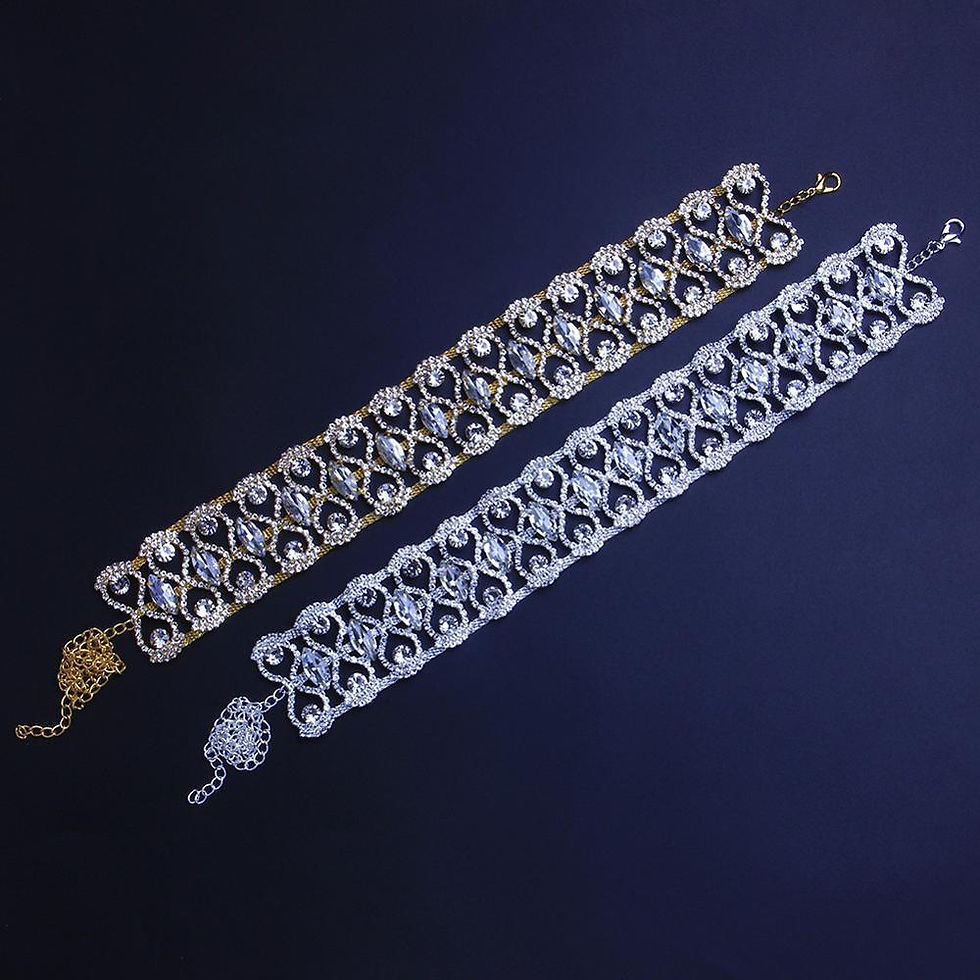 Thumbnail: Statement Silver Color Big Crystal Stone Necklace Choker for Women INS Fashion