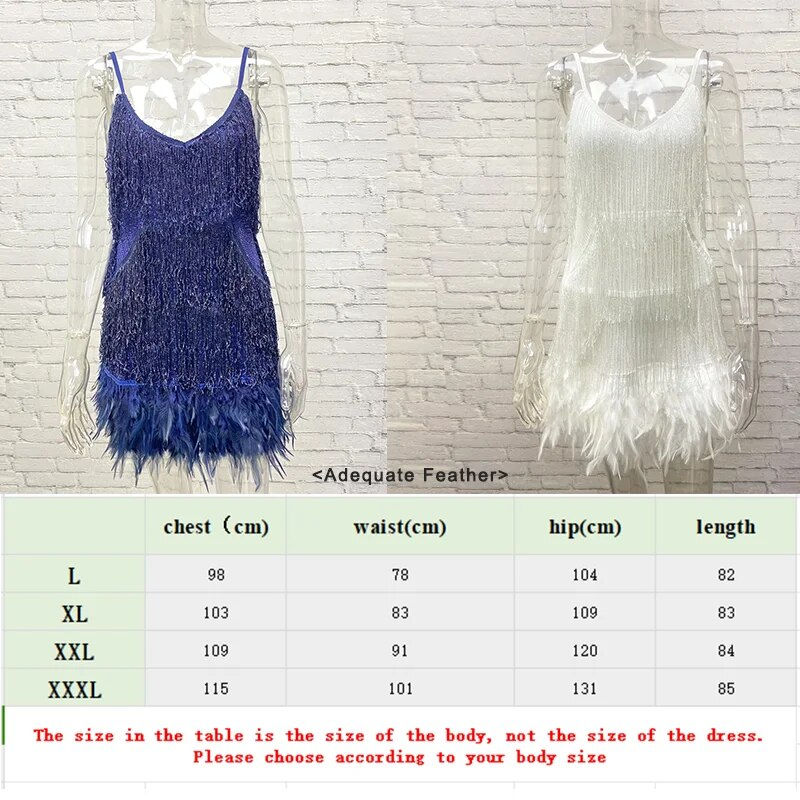 Thumbnail: Plus Size Women Sequins Tassel Feather Dress 2023 Autumn Winter Sexy Mini Eveni