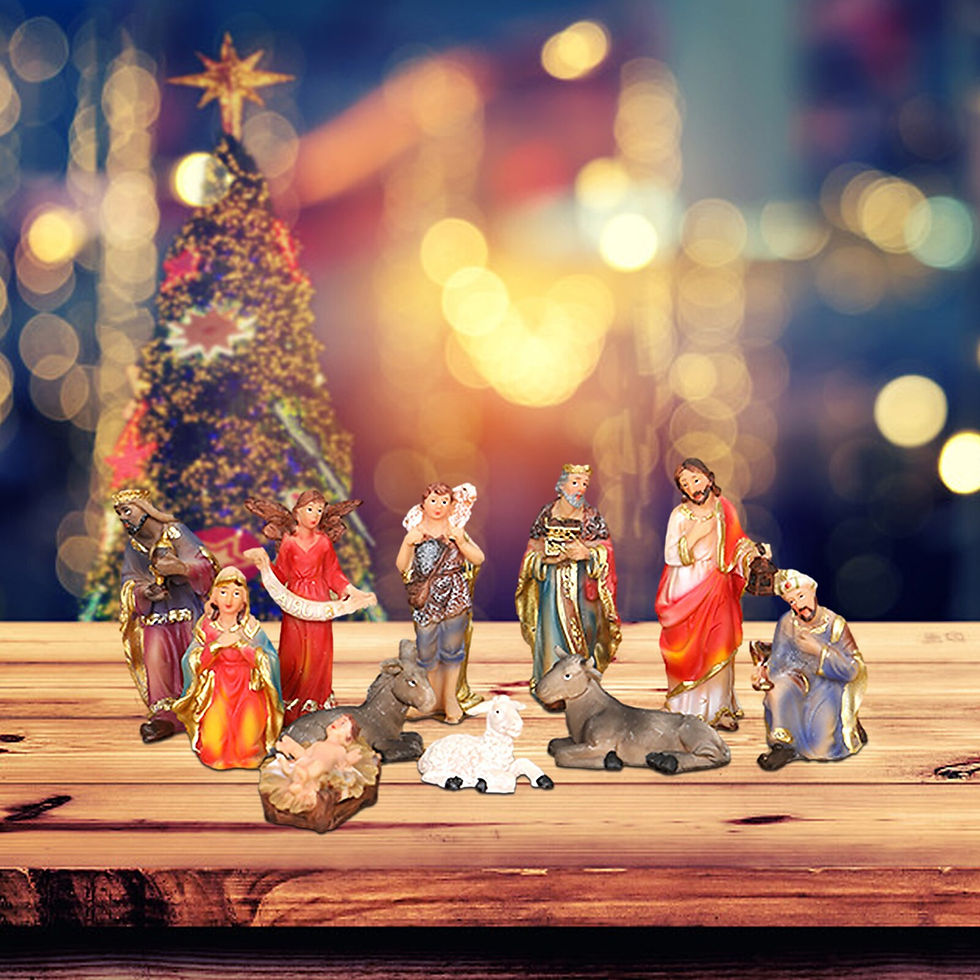 Thumbnail: Resin Religious Nativity Figurine Manger Group Little Baby Jesus Baby Doll Chri