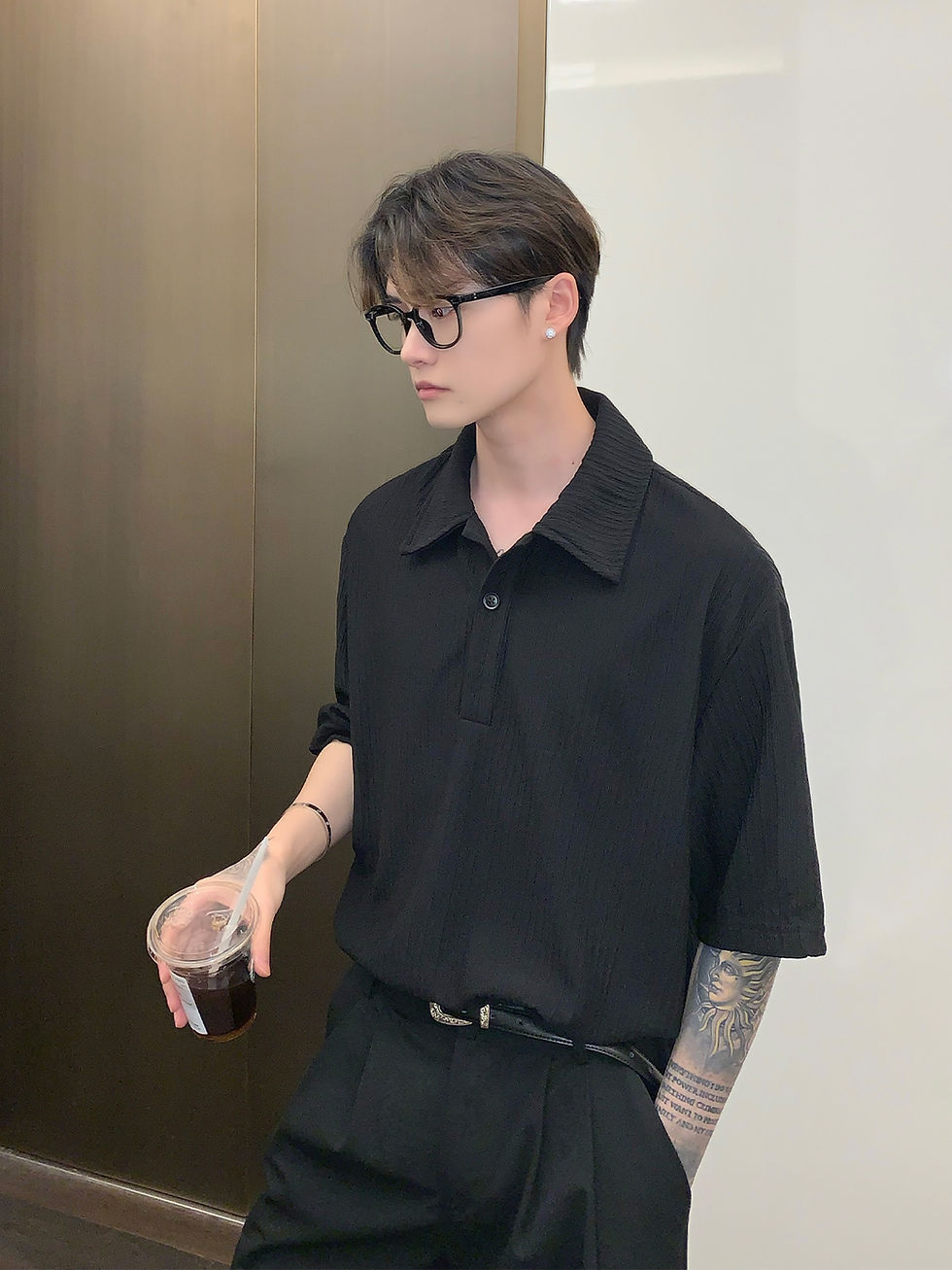 Miniaturbild: Simple Solid Color Lapel Shirt For Men