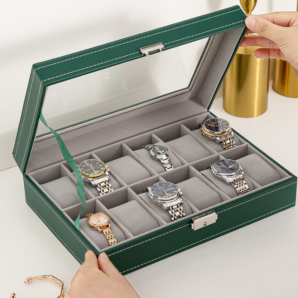 Thumbnail: New Watch Box 6/10/12 Grids  PU Leather Watches Display Case Jewelry Holder Sto