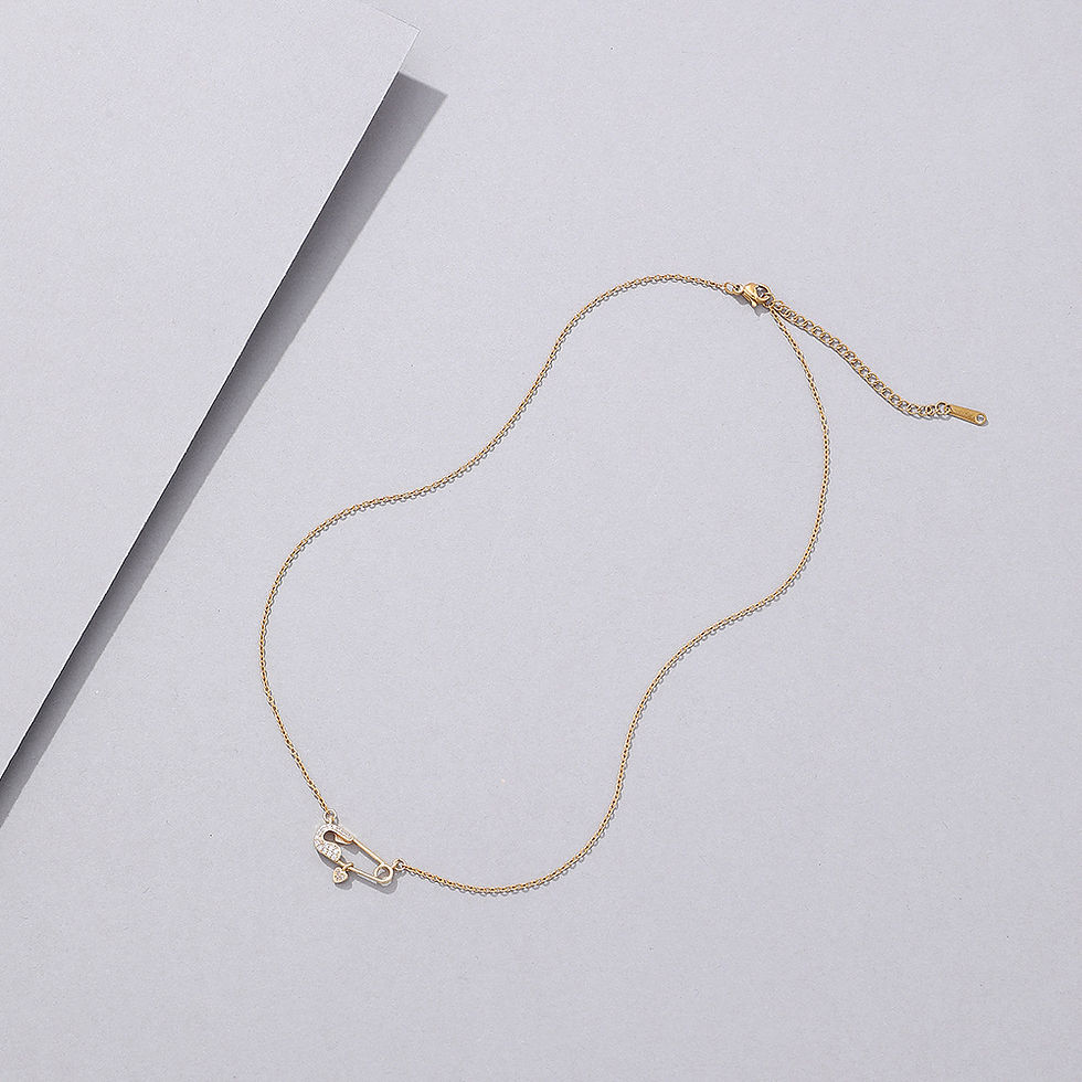Thumbnail: Simple Fashion Pin Necklace Personalized Retro Alloy Rhinestone-encrusted Jewel