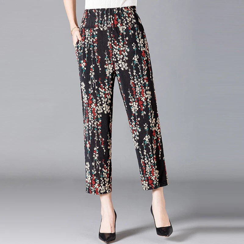 Thumbnail: XL-8XL Plus Size Women Harem Pants Casual Elastic High Waist Pants Print Middle