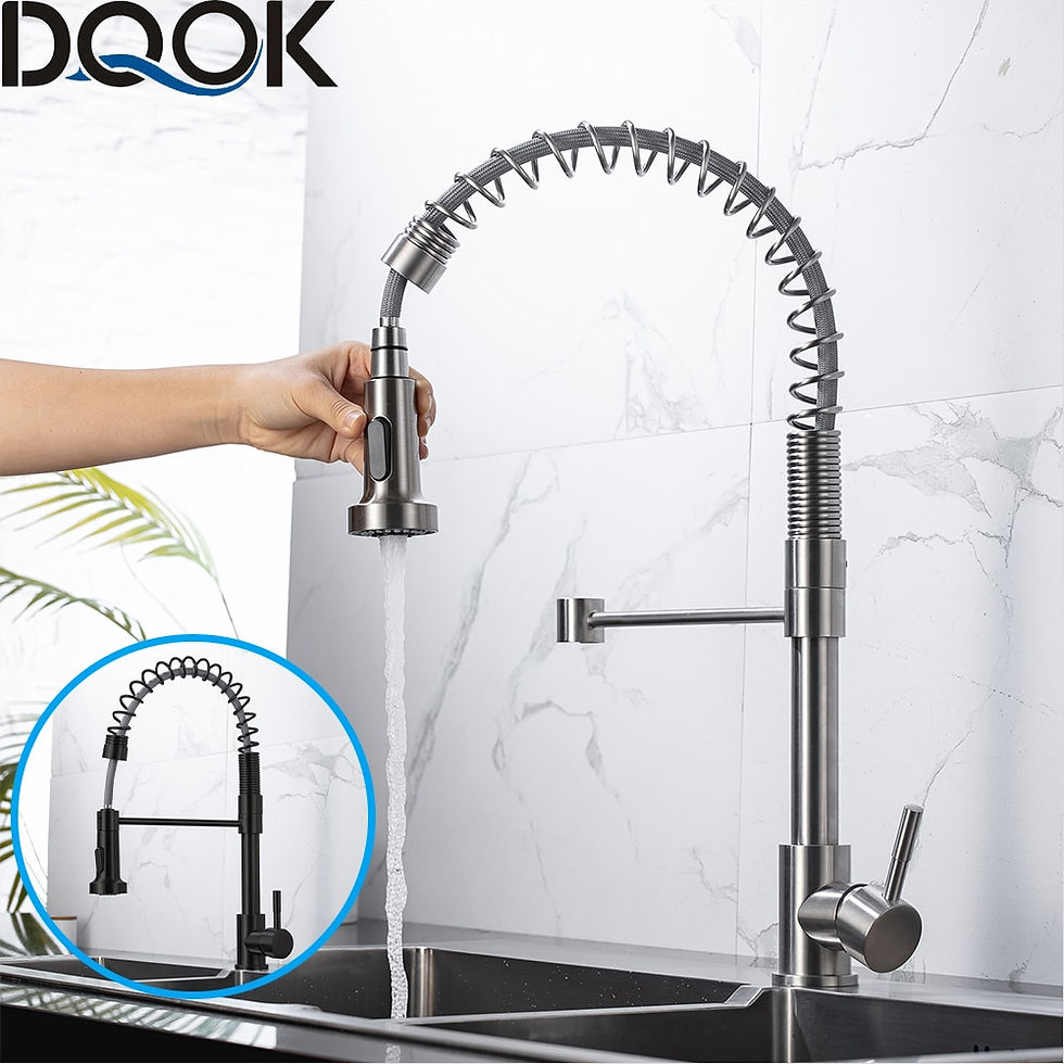 Thumbnail: DQOK Matte Black Kitchen Faucet Deck Mounted Mixer Tap 360 Degree Rotation