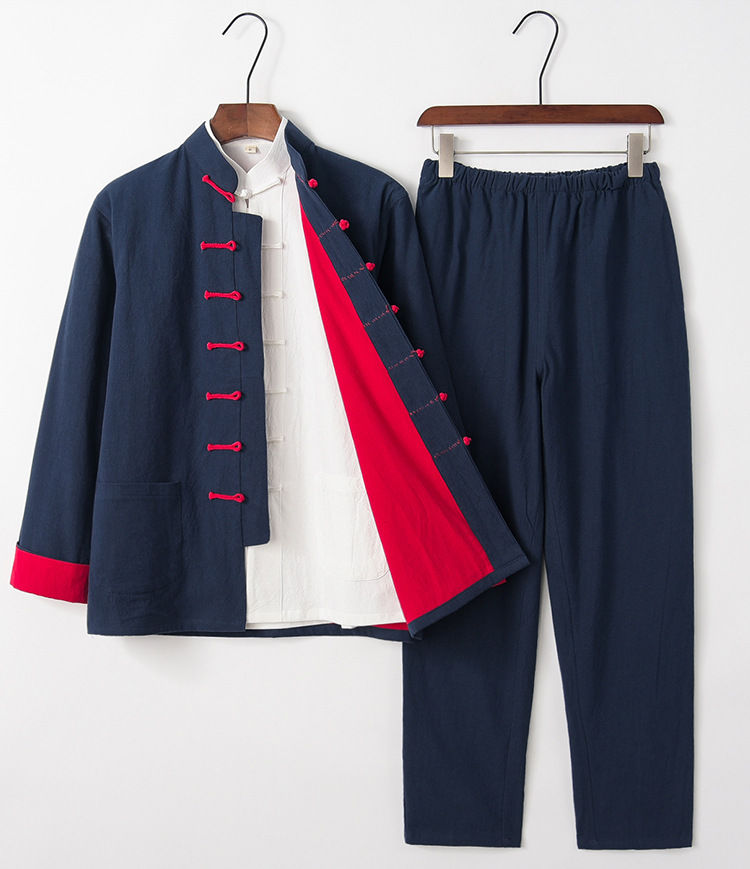 Miniatiūra: Mens Fashion Slim Fit Cotton Linen Three Piece Suit