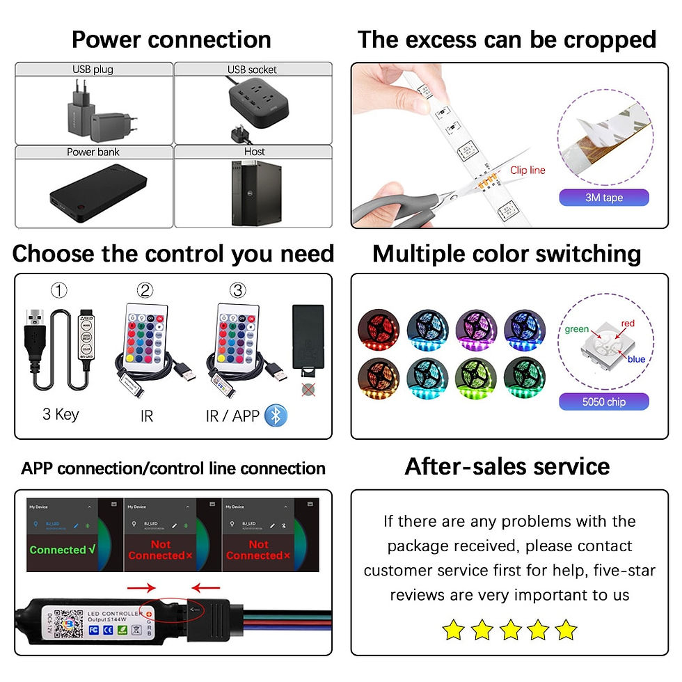 Thumbnail: RGB 5050 Led Strip Lights Smart Home TV USB Wall Lamps Ramadan Decoration 2023