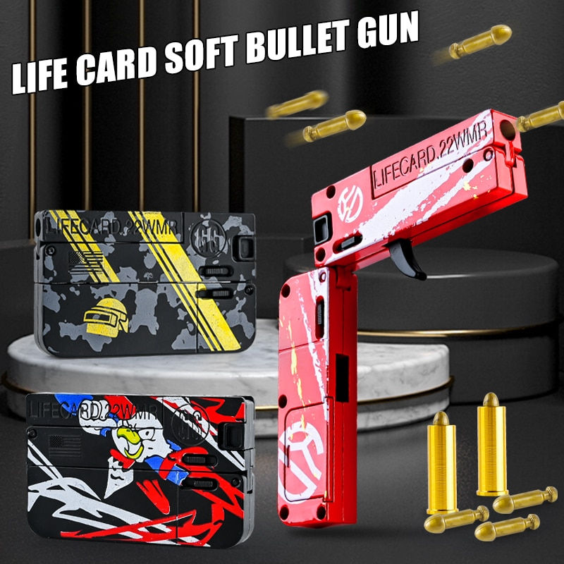 Thumbnail: New Upgraded Lifecard Metal Folding Gun Toy for Kids Adult, Pistol Toys Gun Wit