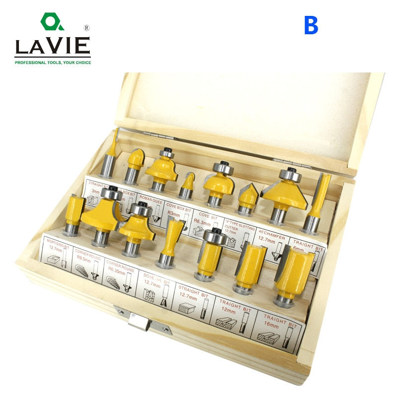 Thumbnail: LAVIE 15pcs 8mm Router Bit Set Trimming Straight Milling Cutter For Wood Bits T