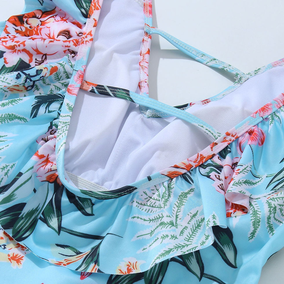 Thumbnail: Parent Child Swimsuit Leaf Floral Print Bikini One-Piece Bikini Swimsuit For