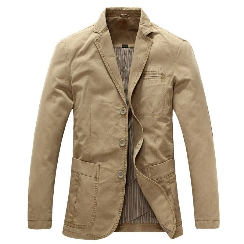 Thumbnail: Spring Autumn Businessmen's 100% Pure Cotton Casual Suit Coat Male