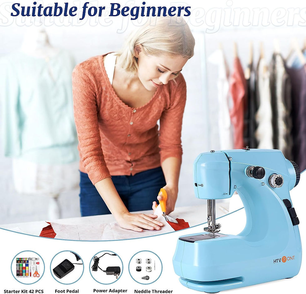 Thumbnail: HTVRONT Mini Electric Sewing Machine for Beginners with 42 Pcs Set Portable Hou
