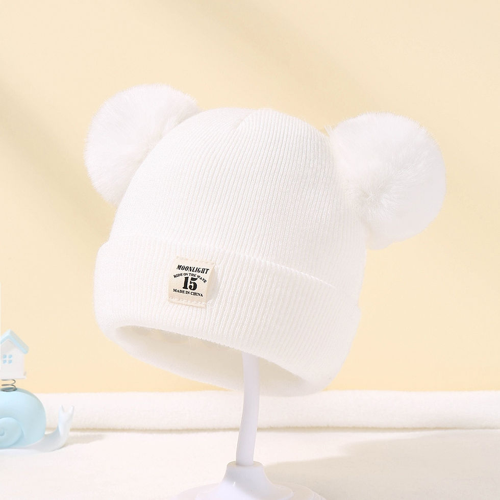 Minijatura: Autumn Winter Baby Warm Knitted Hats With Pom Kids Knit Beanie Hat Solid Color