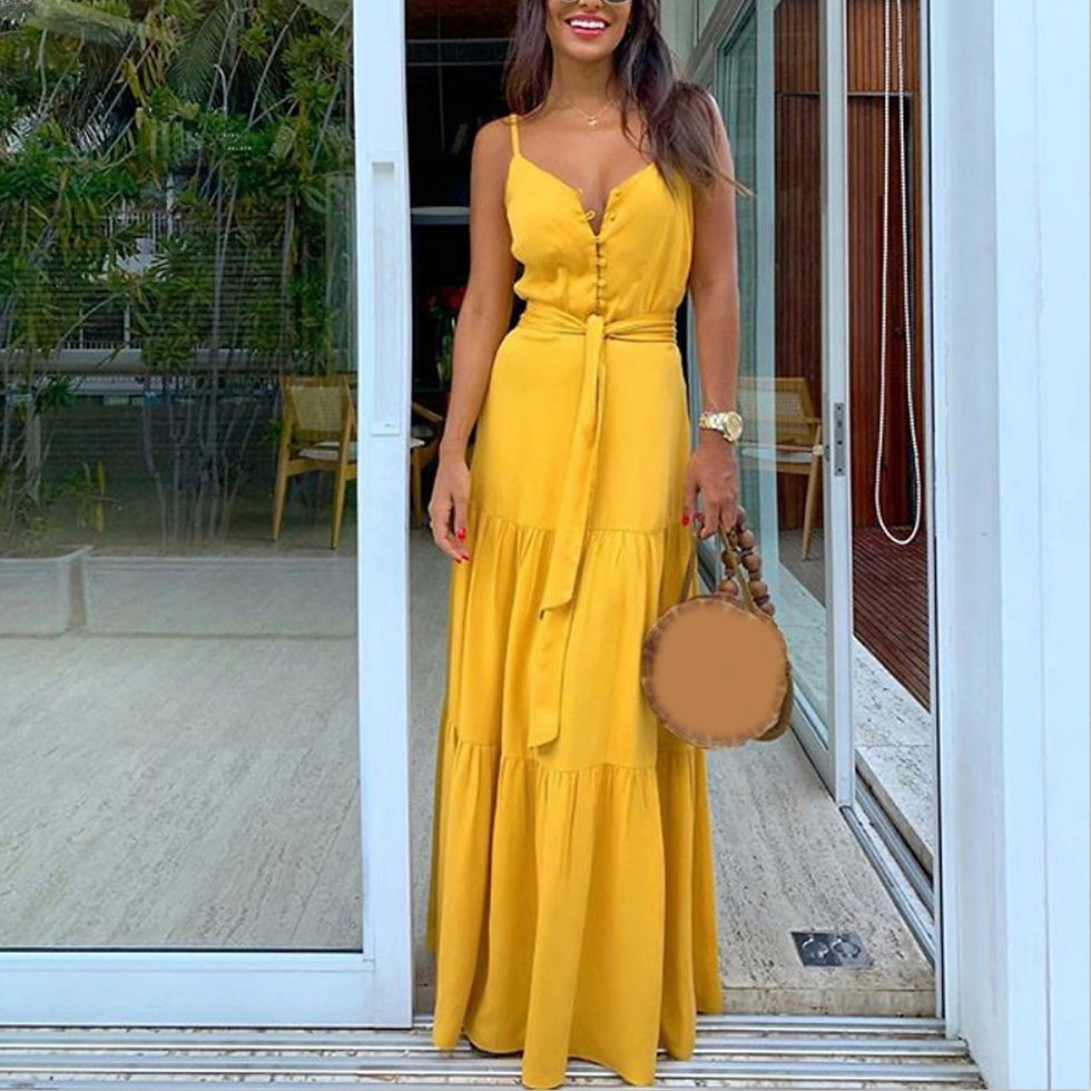 Thumbnail: Party Elegant Cute Maxi Summer Dresses Women V Neck Button White Beach Dress Be