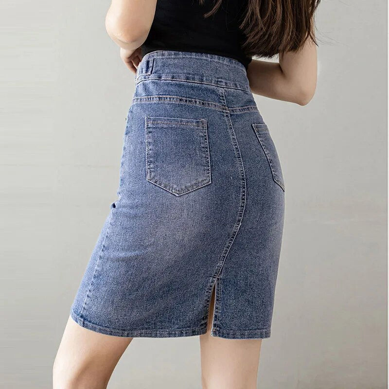 Thumbnail: Autumn 2023 Plus Size Skirt For Women High Waist Large Size Slit Black Or Blue