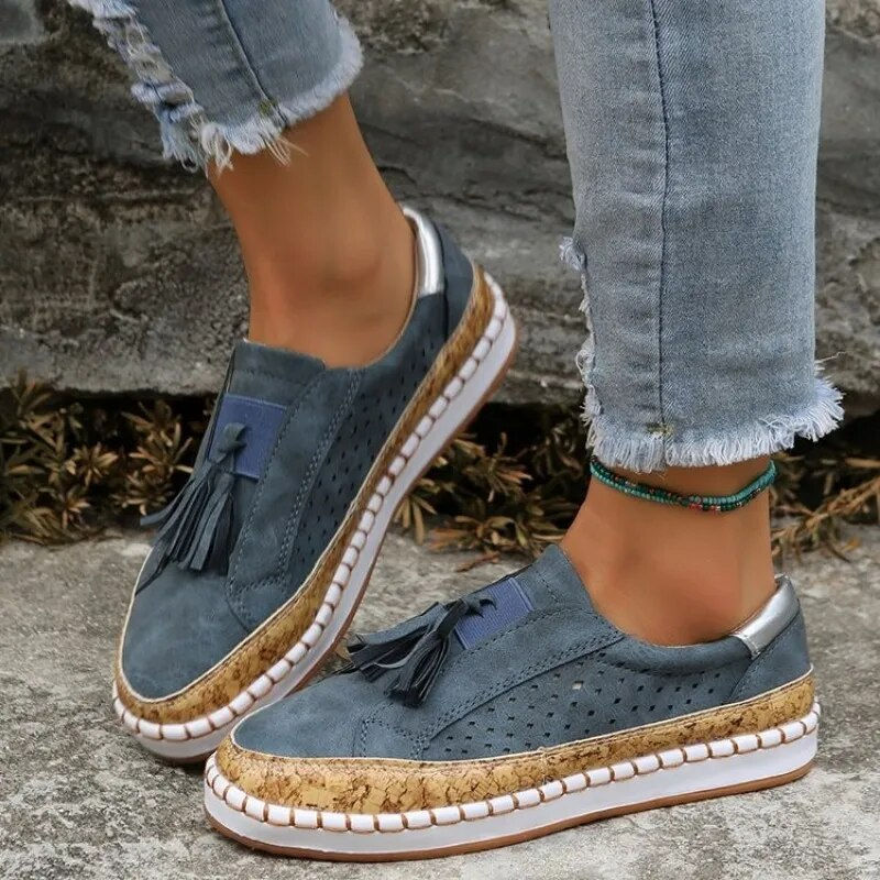 Thumbnail: Casual Shoes Women Fringe Slip-On Sneaker Comfortable Women Flats Tenis Feminin