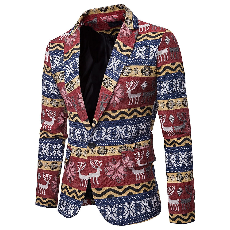Miniatura: Men's Christmas New Long Sleeve Casual Suit Jacket Fair Isle Classic Retro Jacq