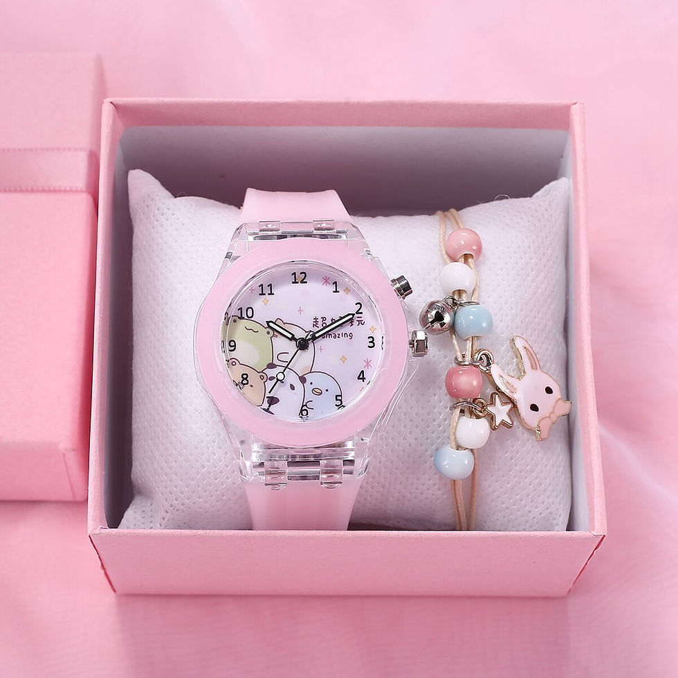 Miniatura: Girls Kids Children Luminous Student Colorful LED Light Women Lady Clock Silica