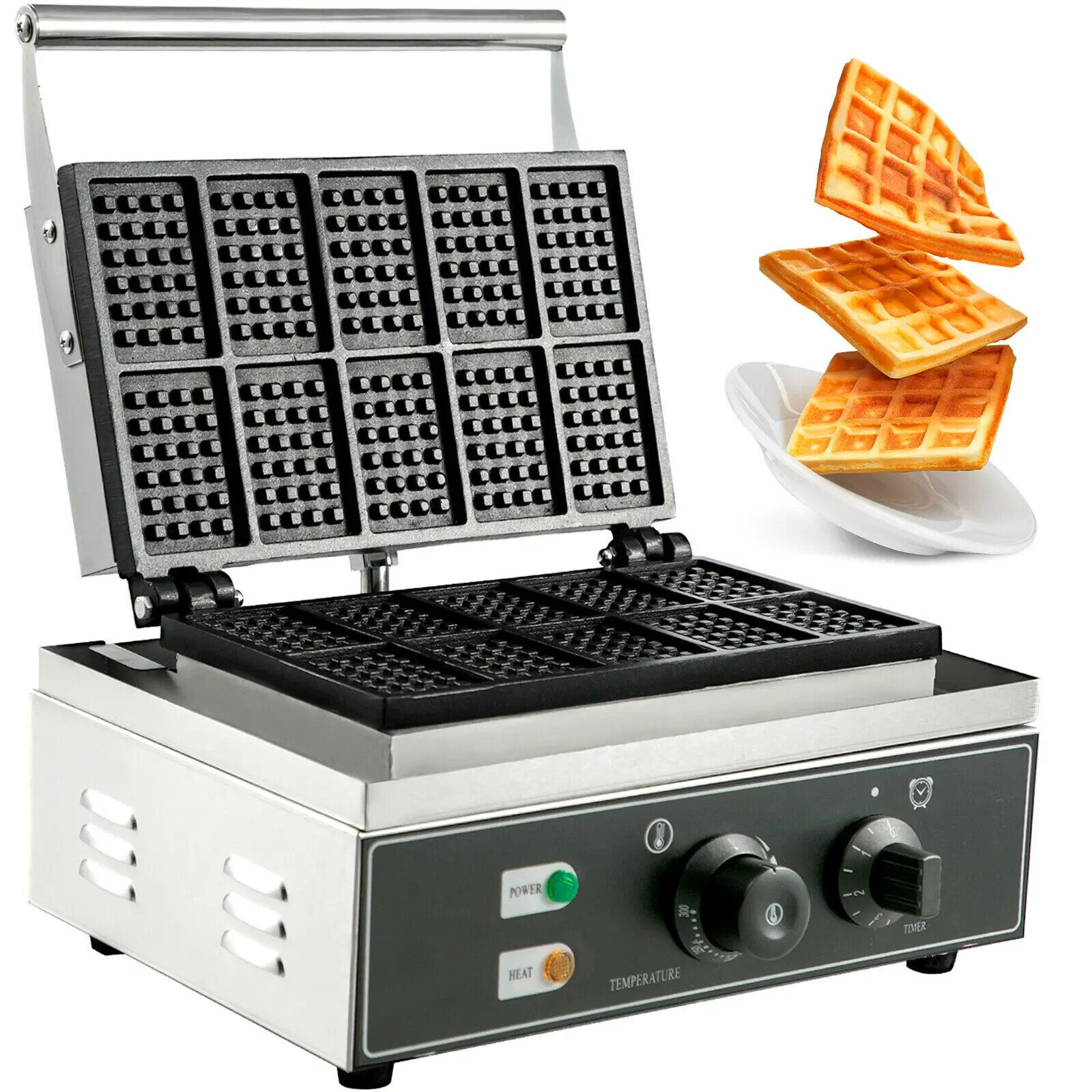 VEVOR Commercial Electric Waffle Maker Kitchen Appliance Home Round Square Shap