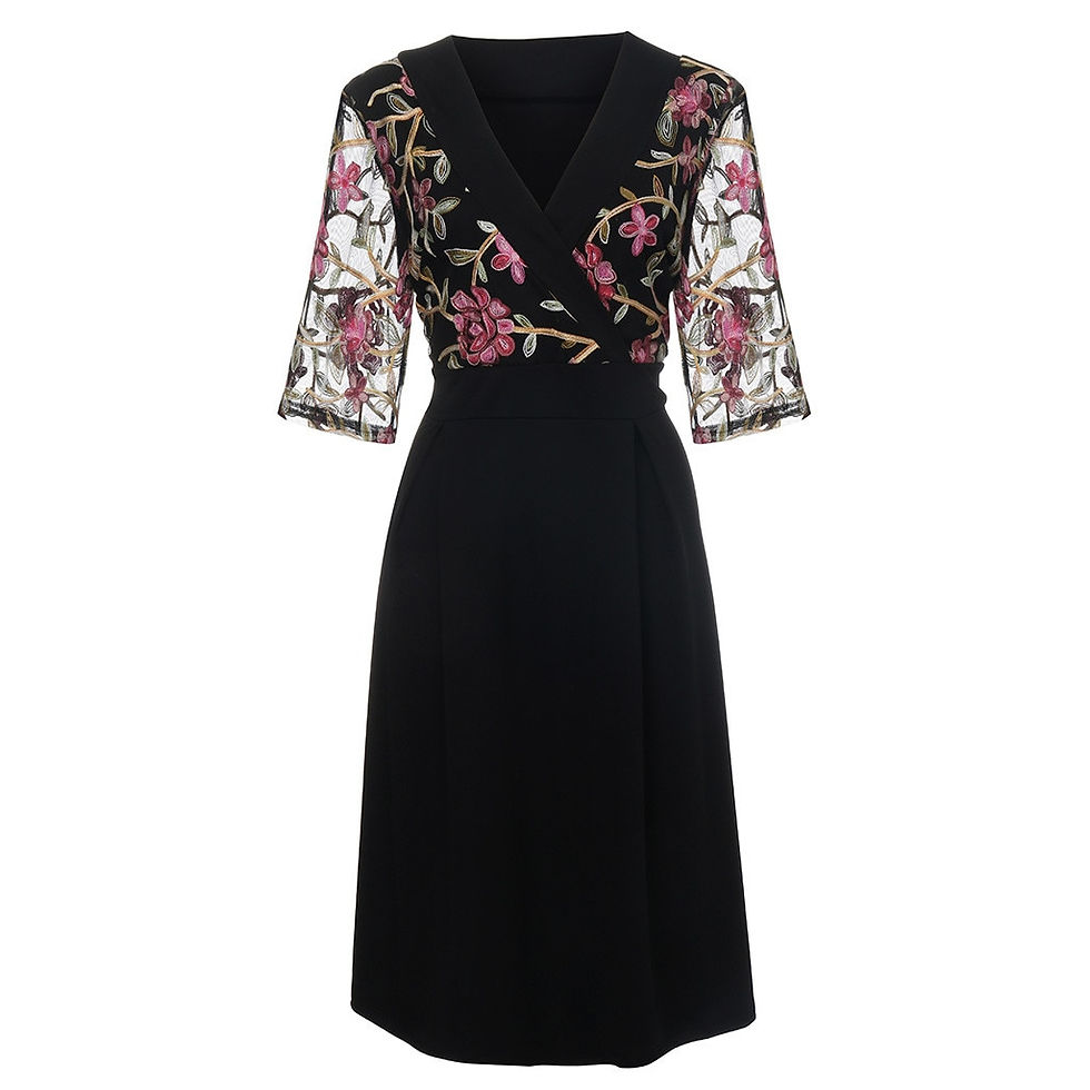 Thumbnail: Women Dress Casual Floral Short Sleeve Lace Hollow Out Plus Size 5xl Solid Appl
