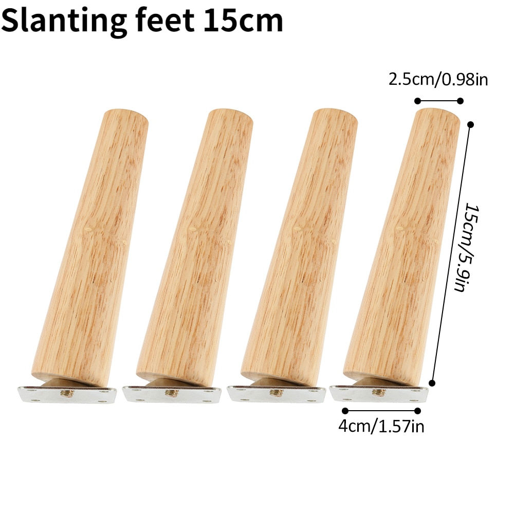 4 Pcs Solid Wood Furniture Legs Inclined Cone Sofa Bed Cabinet Table and Chair