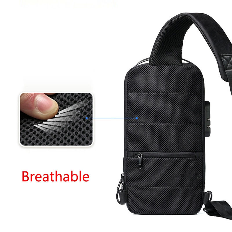 Thumbnail: Men Sling Backpack Rucksack Crossbody Bag with USB Charge Port Anti-theft Trave