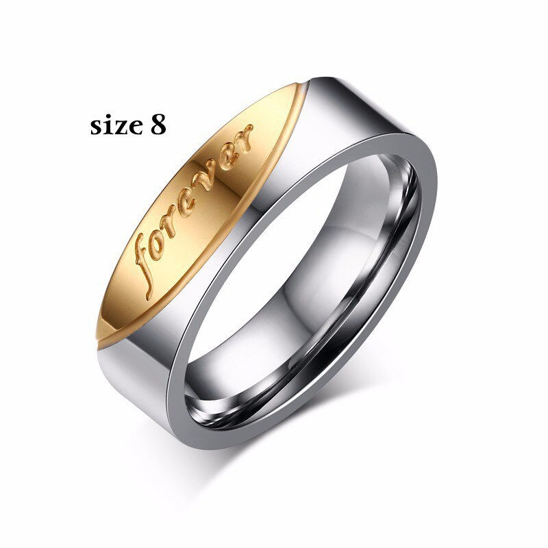 Thumbnail: US STOCK Uloveido 2 Rings for Women Jewelry Forever Love Steel Ring Men Cubic