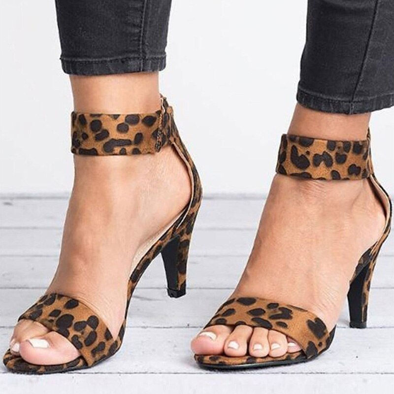 Thumbnail: Women Sandals Open Toe Summer Shoes with High Heels Shoes Ankle Strap Female Th