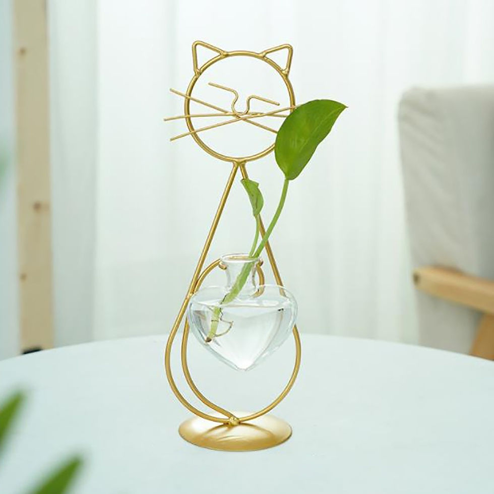Thumbnail: Desktop Glass Planter Vase Holder Creative Cat Plant Terrarium Metal Stand for