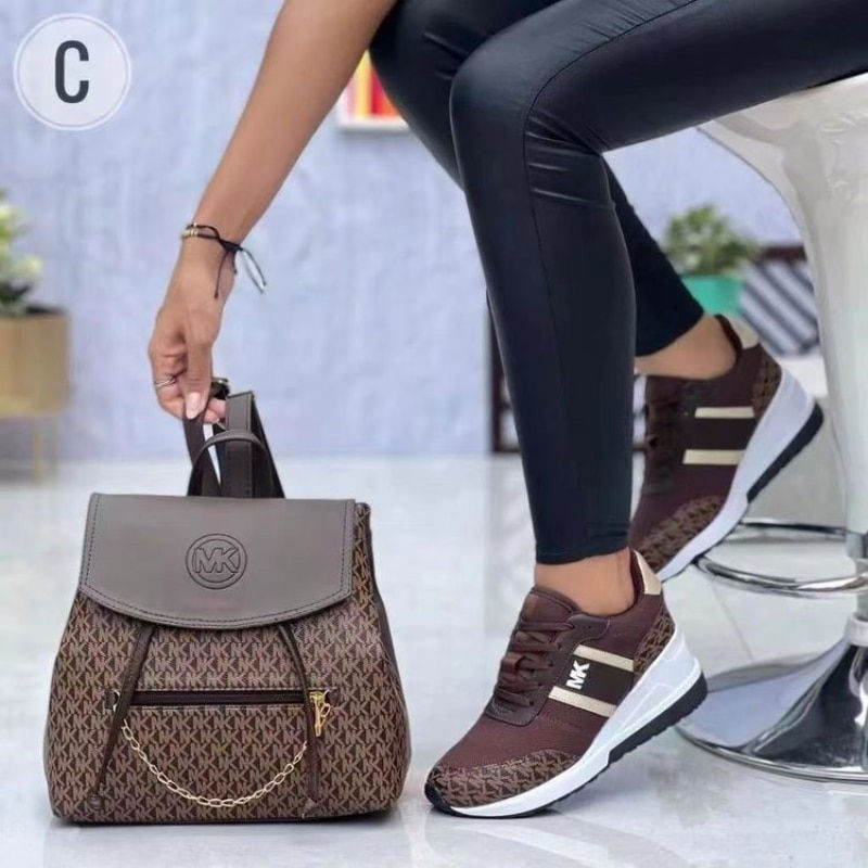 Thumbnail: 2023Women Wedges Sneakers Lace-Up Breathable Sports Shoes Casual Platform Femal