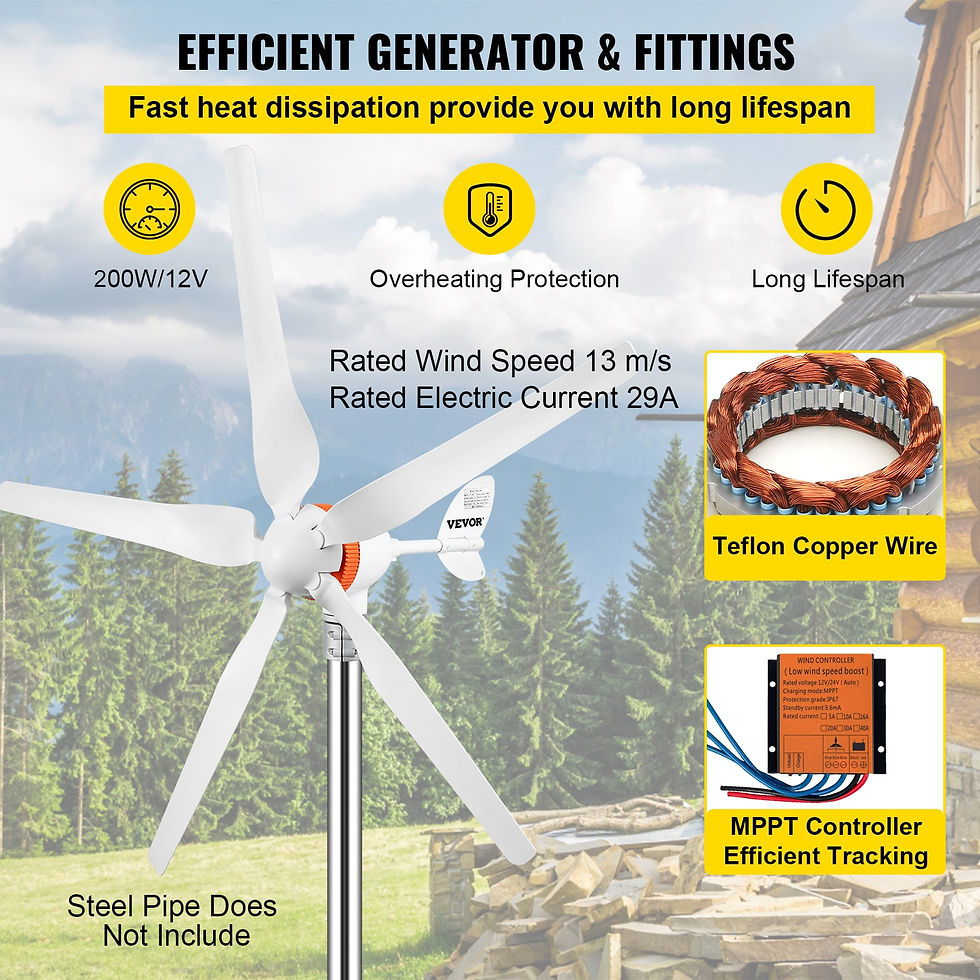 Thumbnail: VEVOR Wind Turbine Generator 300W 400W 500W With MPPT/Charge Controller