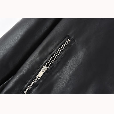 Thumbnail: Collision Color Locomotive Women Loose Short Pu Leather Jacket