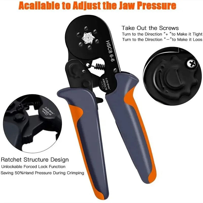 Thumbnail: HSC8 6-4 6-6 Crimping Pliers Mini Insulated Portable Self Adjusting Crimping Pl