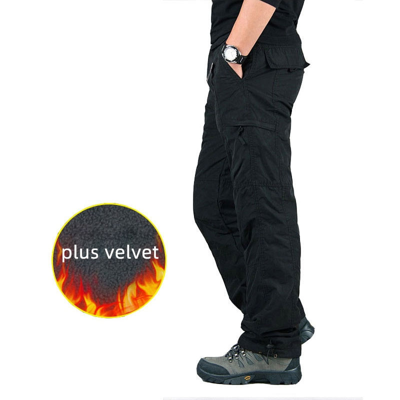 Thumbnail: 2022 Winter Warm Cargo Pants Mens Thicken Fleece Military Trousers Men Plus